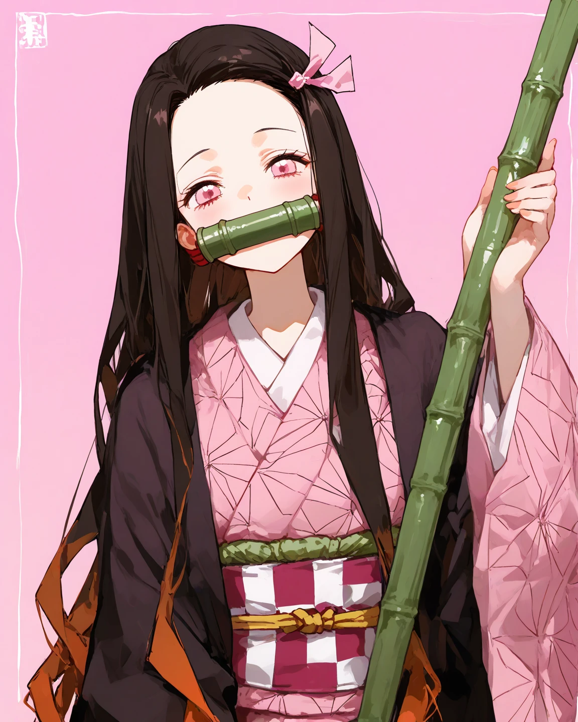 score_9,score_8_up,score_7_up,score_6_up,score_5_up,score_4_up, kamado_nezuko, kimetsu_no_yaiba, 1girl, black_hair, pink_eyes, showing sandals, sweaty sandals, very sweaty