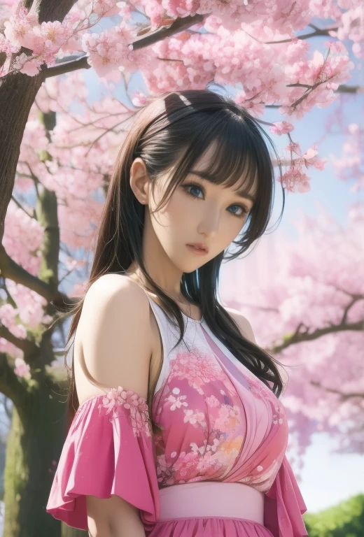 (8k, RAW photo:1.2), best quality, ultra high res,dramatic angle,(fluttered detailed color splashs), (illustration),(((1 girl))),(long hair),(rain:0.9), (Headdress:1.4),There is an ancient palace beside the girl,Hanfu,(Key Points),Color ink painting,(Splash of Color),Splash of Color,(((colorful))),(sketch:0.8) , Masterpiece, best quality, beautiful painted, highly detailed,(denoising:0.6),[splash ink],((ink refraction)), (beautiful detailed sky),moon,highly,detaild,(masterpiece, best quality, extremely detailed） CG Unity 8k Wallpaper，masterpiece，best quality，Ultra Detailed），（Lycoris）.shoulder ballet dress open V-chested clothes Thin silk lace dress short skirt , (huge ，cleavage),, white pink, blue ，best qualtiy，tmasterpiece，Ultra-high resolution，（Reality：1.4），RAW photogr，（True skin texture：1.3），（filmgrain：1.3），（Selfie angle），1个Giant Breast Girl，Beautiful eye and face details，tmasterpiece，Best quality at best，，The chest more exposed， detailed hair, bra pink , detail 8k, full body, lace petticoat, fan handle
