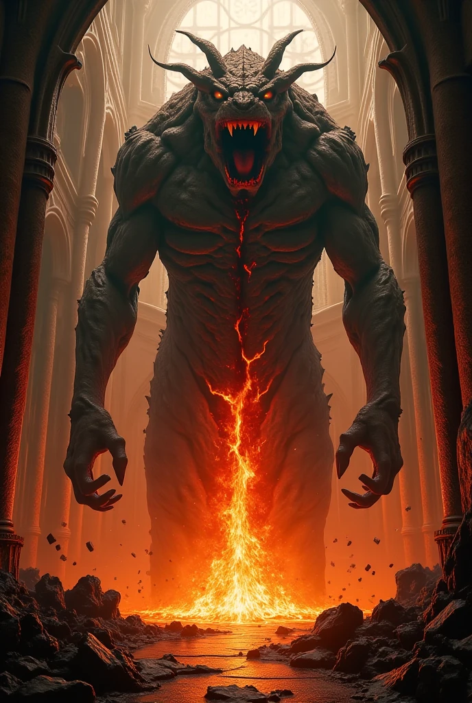 Crocodile fight with red giant