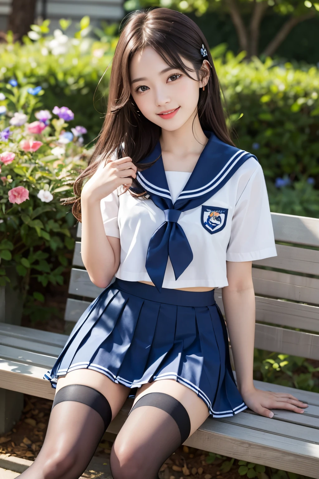 (((masterpiece))),  (((full body photo)))，(one beautiful japanese girl, innocence，cute) ，ultra high resolution, Reality, Super detailed, 8K,highest quality, Extremely detailed, blurry background，slender，small breasts，(very beautiful japanese girl, detailed face:1.3), ((bob hair，hair band，shiny hair，black hair :1.4))， (，cute系,adorable 10 year ois short), (perfect body:1.1)，(cuteセーラー服、short sleeve sailor suit，navy blue pleated mini skirt，In underwear)，((Change clothes in the changing room)))，rosy cheeks，super detailed face、detailed lips、detailed eyes、small gravure idol，transparent skin、Shining beautiful skin，lolita，no makeup，Japanese high school uniform with school emblem on the chest，(Super high resolution)，(perfect limbs、perfect anatomy)，Colors and landscapes of youth、premonition of love，Break time，expressive eyes，Bright colors, soft lighting, digital illustration