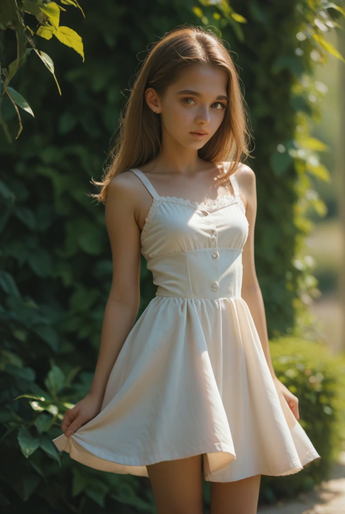 (8K, RAW Photos, Realistic, photo-Realistic:1.5), masterpiece, Highest quality, High resolution, Very detailed, Detailed Background, Cinema Lighting, Dynamic Angle, Lens flare, dramatic, One girl, pretty girl, alone, Wind, Light blonde hair, blue eyes, Very long twin tails, White Hat, White Dress, blue null, smile, Flying petals, flowery Field, null, sunflower, sun, Field,((3 girls 11 years old)),very cute,sweat,Japanese,naked,((shaved pussy)),pink vagina,cum on tongue,sweat,Selfie,,(small nipples),(((flat chest))),M-shaped legs,nsfw,((high resolution)),sanday beach