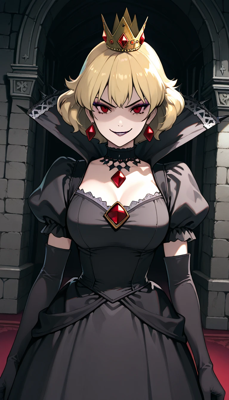 Visualize a female version of Sanji from One Piece reimagined as a seductive and alluring vampire. Her signature blonde hair is now longer, flowing elegantly down her back in soft waves with a slight, mysterious tousle. Her sharp blue eyes glow with an unnatural, captivating intensity, hinting at her otherworldly power and seductive allure. Her skin is pale, almost luminescent under the moonlight, contrasting beautifully with her dark, gothic attire.
She is dressed in a sultry vampire outfit with the following features:
Vampire Attire: She wears a form-fitting, black velvet dress that accentuates her hourglass figure. The dress has a plunging neckline and a high slit up one side, revealing just enough to be tantalizing while maintaining an air of elegance. The fabric is rich and luxurious, catching the light in a way that adds depth and texture to her look.
Cape: Draped over her shoulders is a long, flowing cape lined with deep crimson satin. The cape billows slightly as she moves, giving her a regal and commanding presence. The collar is high and dramatic, framing her face and adding to her imposing yet seductive aura.
Accessories: She wears a choker made of black lace and adorned with a small, blood-red gemstone at its center, symbolizing her vampiric nature. Her ears are adorned with delicate, gothic-inspired earrings, possibly in the shape of bats or crosses, adding to her dark elegance. Her nails are long and sharp, painted a deep red or black to match the rest of her outfit.
Fangs: Her lips are painted a deep, seductive red, and when she smiles, her sharp, gleaming fangs are visible, hinting at the danger that lies beneath her beauty.
Additional Details:
Pose: Female Sanji stands with an air of confidence and allure, perhaps leaning against a gothic archway or perched gracefully on a dark, ornate throne. One hand might rest on her hip, while the other gently lifts her cape or brushes a lock of hair from her face. Her expression is both seductive and predato