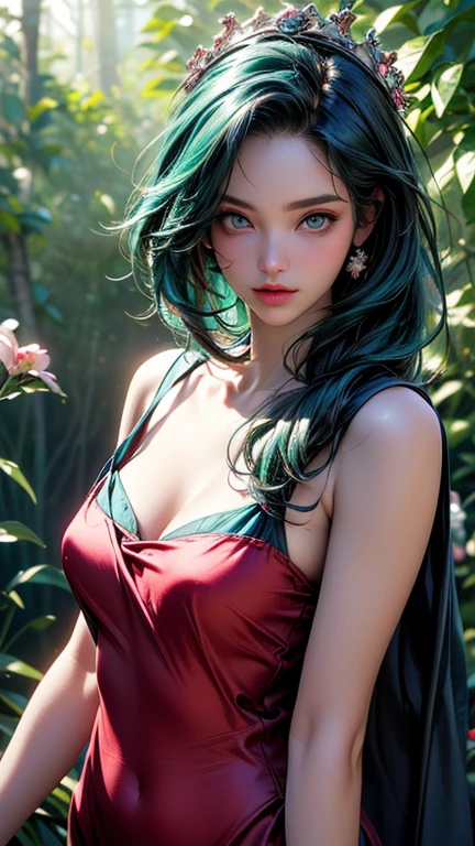 lush green plants with purple flowers,beautiful detailed leaves,detailed petals,vibrant colors,fluffy clouds in sky,dramatic lighting,cinematic composition,intricate details,photorealistic,highly detailed,8k,masterpiece,digital art