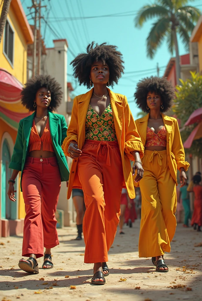 70s, Captivating Brazilian women 21 to 35 years old of varied ethnicities, showcasing their natural, toned figures in the picturesque setting of Salvador, Bahia., style  photography, analog  style, vintage colors,  xprocess, navy blue, cherry red and soft cream color scheme, blurry, muted colors, long exposition motion blur, cinematic angle composition, 50mm