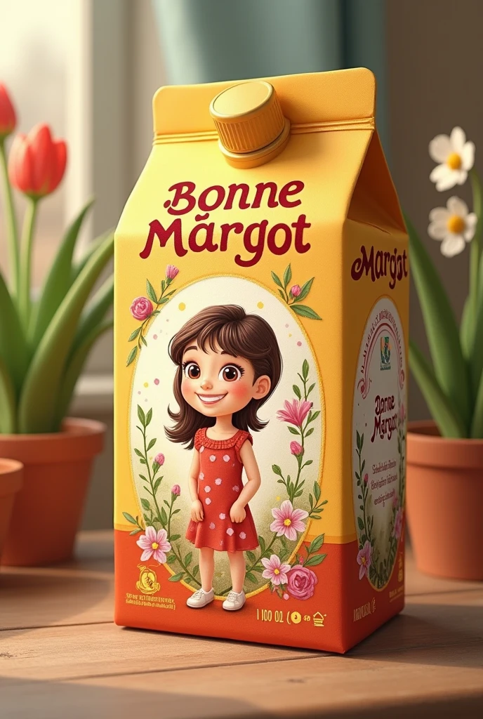 A cute cow, cute, anthropomorphic sitting with flowers on its head