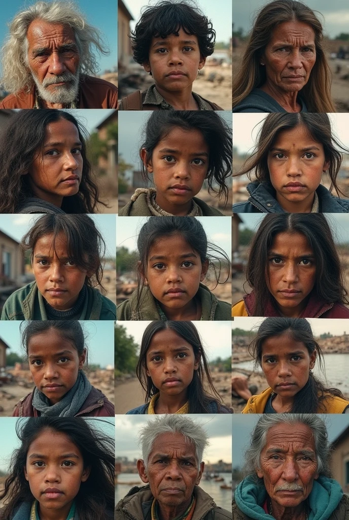 Indian poor group of people front face