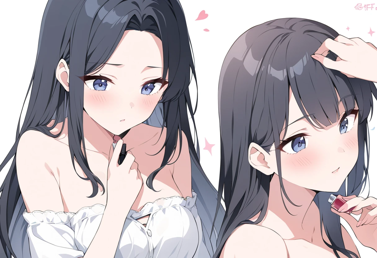 masterpiece, High resolution, perfect face, Japan beauties, 30 years old, beautiful face, white simple background, sexy bikini, embarrassed look, look at the camera, (top quality eyes), detailed texture, Look at me, Married woman, cool women, ((high resolution eyes)), hentai