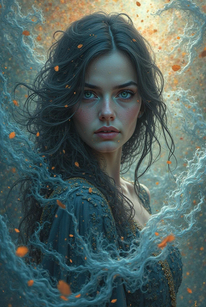 A wizard (controls) water, water ((magic)), casting spell, water jets, from above angle, dynamic pose, award-winning photography, complex, detailed, stunning, fine detail, sensual, evocative, extremely detailed eyes and face, piercing eyes, nikon d850 film, lens, portra 400 f1.6, rich colors, ultra-realistic texture, spectacular, bright, popular at art stations: cinc tungsten up to 800 ( facial transparency: 1.5), anatomical masterpiece, inematic, glossy, wet dripping hair, game render, hair texture, wet hair (wet hair), hanging), model style ( highly detailed CG wallpaper Unity 8k), popular on ArtStation, popular on CGSociety