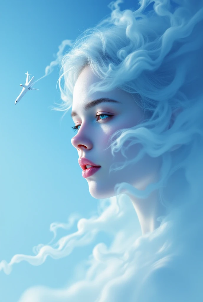 ((best quality)), ((傑best quality、masterpiece、high sensitivity、high resolution、detailed description、depicting a delicate face)),Airplane smoke、draw on a clear blue sky、「600follow over,Thank you.」letters、