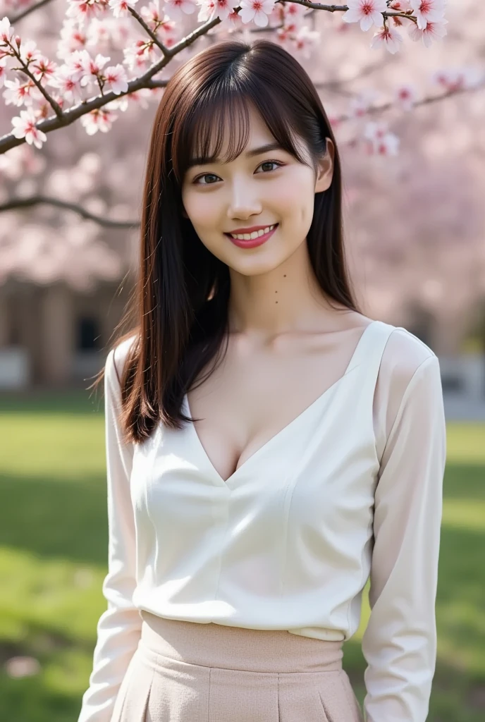 (woman、22 years old)、(Medium breast、Average bust size:1.3)、Rose Garden、Many roses in the background、 ((grab the viewer&#39;s hand))、(masterpiece: 1.3)、(Maximum resolution: 1.4)、(ultrahd: 1.2)、Cinematic light、(Detailed eyes and skin)、(Detailed facial features)、8K resolution、Perfect Style、Beautiful Face、Highly detailed face and skin texture、Detailed eyes、double eyelid、（Eyeshadow and eyeliner:1.2)、Thin cheeks、(White skin:1.5)、Shiny Earrings、Red lipstick:1.2、Glossy Lips:1.2、((Full Body Shot:1.2))、((From a very intimate distance:1.2))、((Navy knit dress))、High heels、(Layered Hairstyles、Brown Hair)、Medium length hair、high resolution、Highest quality、Clear photos、Japanese actress、Slim figure、Portrait、Long Shot、Depth、Lifelike skin texture、Outdoors、Perfect proportions、Perfect limbs、8th life、A well-balanced body、RAW Photos