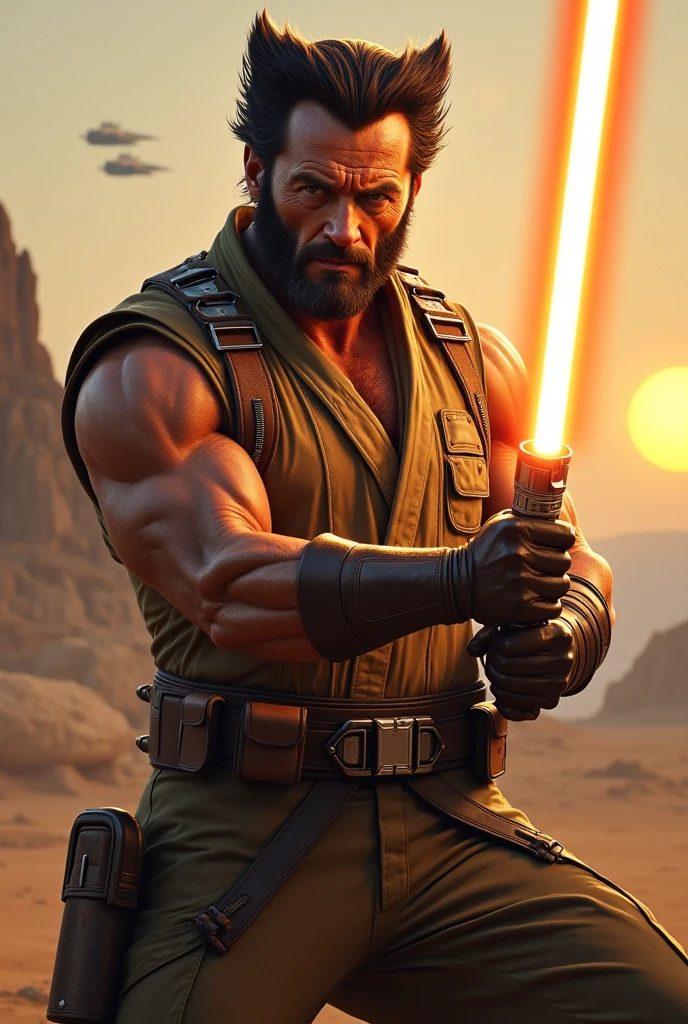 age 20 muscular brawny burly man de, (pure pale white skin:1), subtle grin, (long scarlet red hair with thick red eyebrows a 5 o'clock shadow and red eyes:1), holding his greatsword hilt, the lightsaber blade is viridian green and cloaked in lightning, black half plate armor with leather accents and boots, lit space station background.