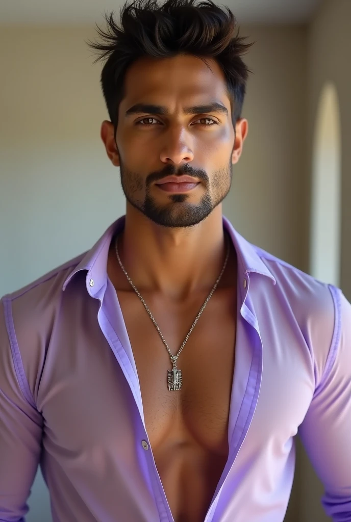 A 23 year old man, straight black shoulder length hair, of Indian descent, no tattoo