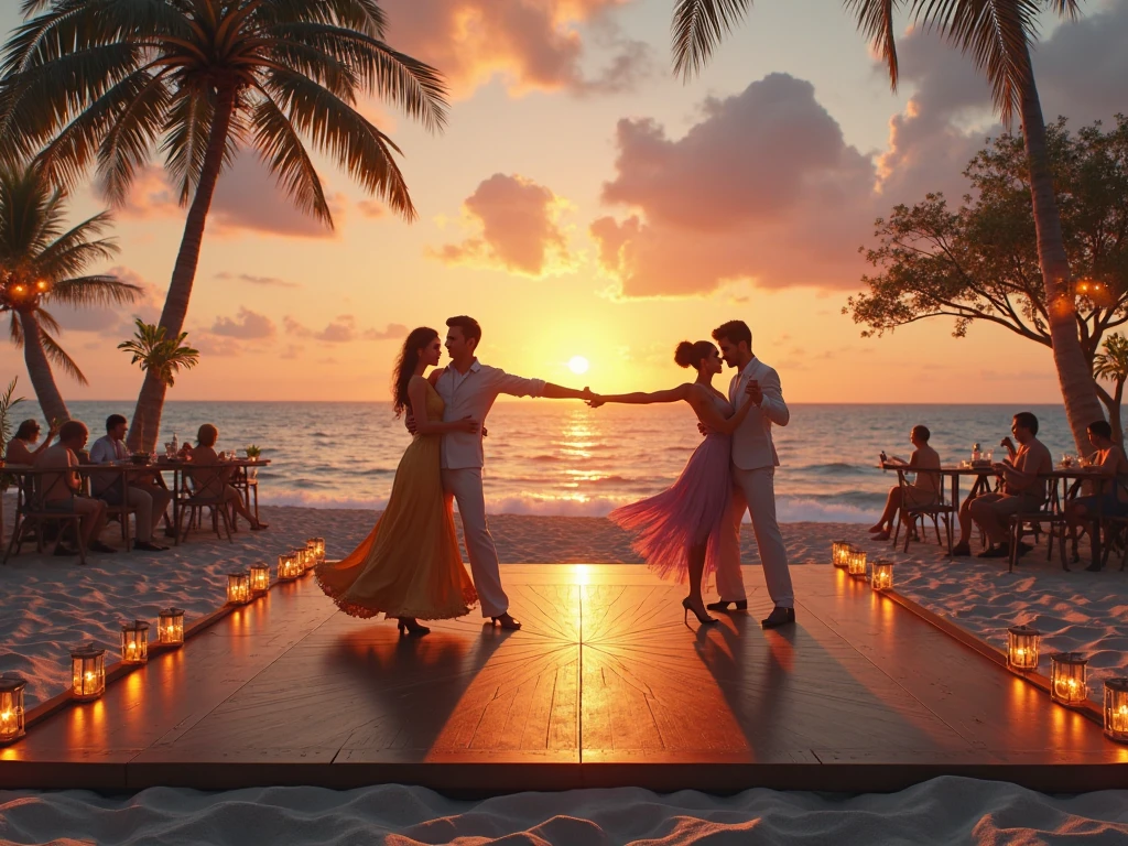 dancers RETRO REFLECTION IN SEA PALM TREES