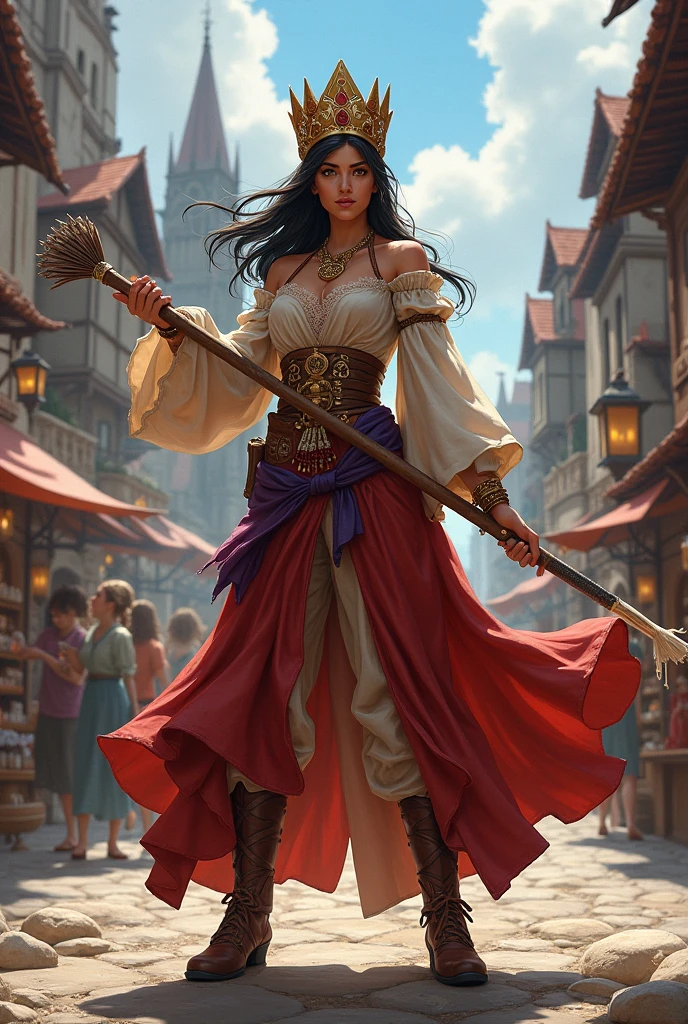 a beautiful tiefling woman dancing full body, cabelos muito longos preto com franja, Arte fantasia, Arte realista, medieval, 4k, arte detalhada
