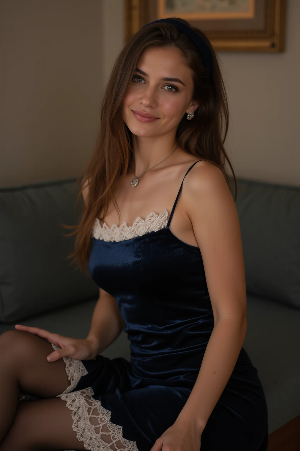 Ultra-detailed image of 18-year-old Tifa Lockhart, mischievous eyes, short messy hair, extremely sexy, drunk look, sitting on the table, short purple evening dress, she crossed her legs and showed her panties, Cinematic, smiling, bright colors, detailed beautiful eyes and perfect face, rim light, 16 thousand., Best quality 