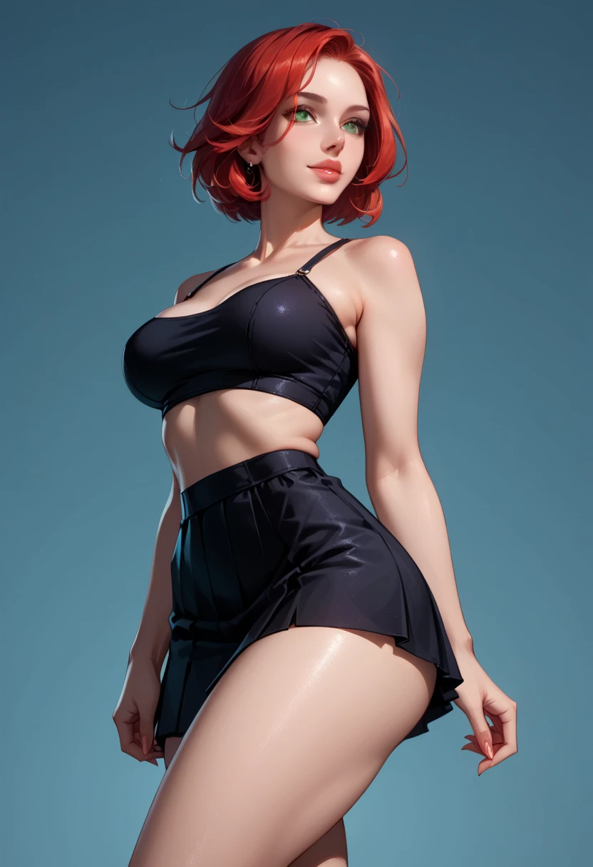 gorgeous woman, red hair, pixie cut