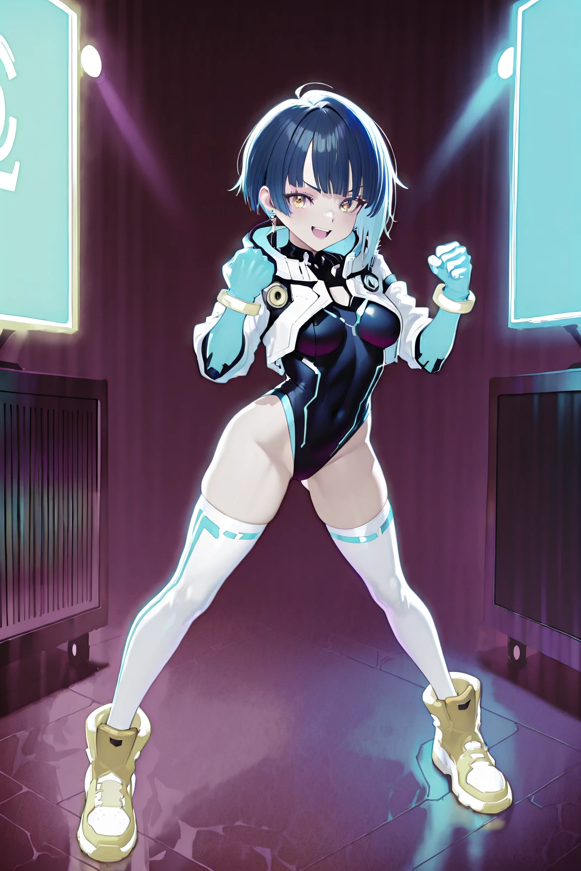 Covered with white flesh, oppai, It is covered in white slime, Shiny wet skin!!,anime barbie in white stockings, cel shaded anime, relaxed poses, rei hiroe, clean cel shaded, r / art, r/art, cel - shaded art style, Cool pose, Mask, Skinny one-piece latex clothing, bangs,Clothing that exposes,onesie,Bodysuits,onesie,blue color eyes,Venom possession,Jumpsuits,Skinny one-piece latex clothing,Wear socks,Tears,Colored inner hair, Blue hair, Dark blue hair,Evil smile, crazy,Blue hair(1girll, Medium breasts),