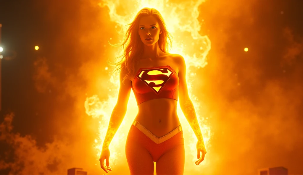 SUPERGIRL. LAVA TRAIL FLOWING OUT FROM HER PUSSY, LAVA TRAIL SPEWING FROMOF HER VAGINA, LAVA TRAIL GUSHING FROM OF HER CLIT. WEARING A SUPERGIRL COSTUME AND CAPE SITTING ON A LAVA CHAMBER, PARTIALLY NUDE, ARCHED BACK MOANING AS SHE GRABS HER BOOBS. A VISUAL OF THE LAVA SEEPING OUT OF HER EXPOSED SUPERGIRL PUSSY.