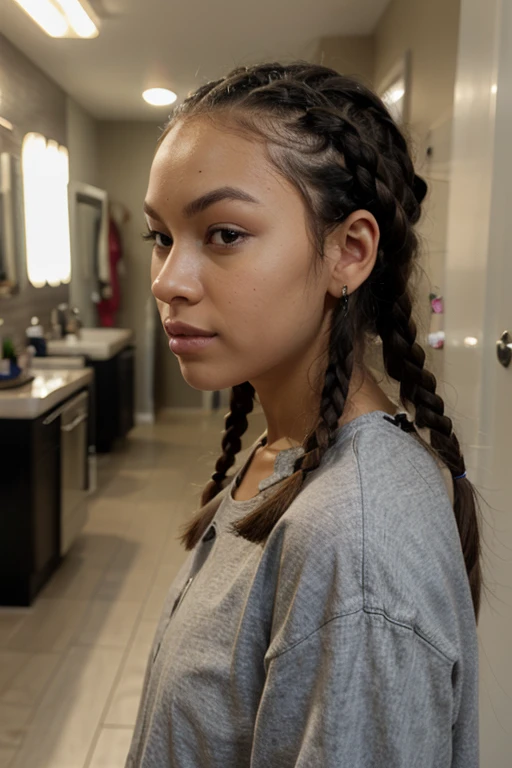 A 20 year old school girl with two braids