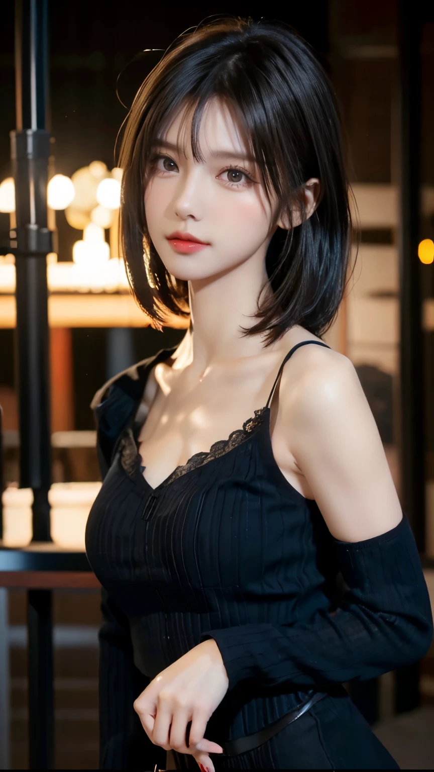 (1 nogizaka girl,raw photo,photo realistic:1.5),(best quality, high quality,HDR, highest quality,ultra high resolution,high resolution,high res,ultra high difinition,huge file size,8K,2K wallpaper,8K wallpaper,high quality texture,amazing,an extremely delicate:1.4),one girl, Japanese famous idol,beautiful face,small face,absurd,ridiculous,incredibly ridiculous,blurry background,(sundress,short hair,cleavage,no makeup:1.2),medium skin,beautiful skin,detailed skin,black hair,silky hair,detailed eyes,black eyes,Japanese nose,5-fingers,(Light Particles, Lens Flare, Luminous Particles: 0.7),looking at viewer,bright lighting,professional lighting,girl