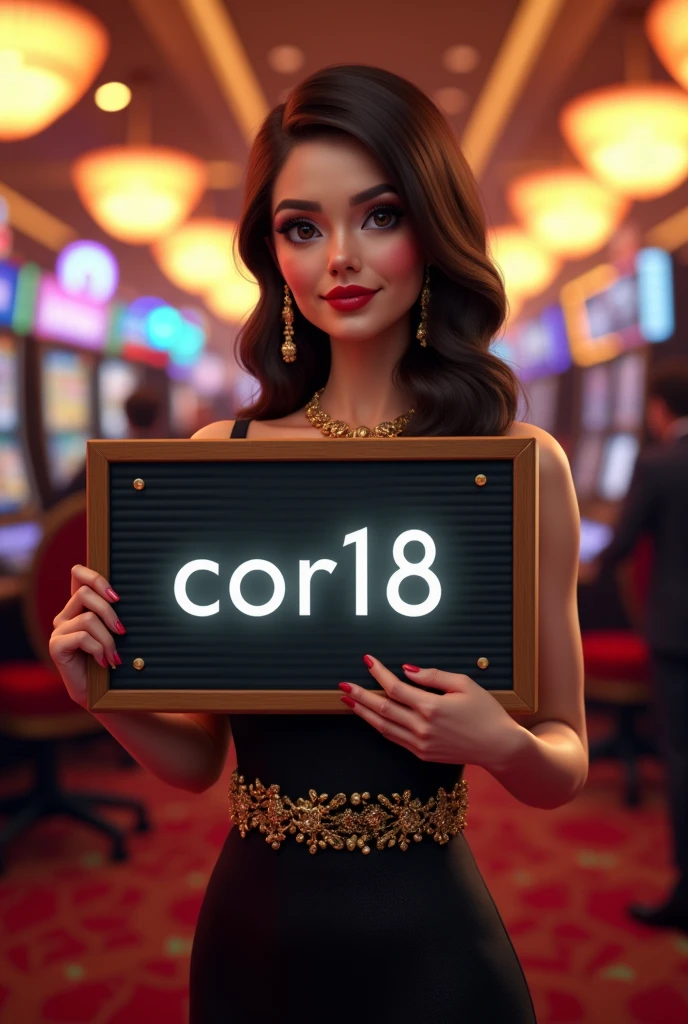 arafed woman in a red dress and a red hat poses in front of a welcome sign, vivy, jerma985, jerma 9 8 5, looks like jerma985, by Viktor Oliva, vivid image, 2263539546], online casino logo, welcome, banner, welcoming, night, city background, pixar style