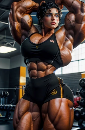 (best quality,highres:1.2), (ultra-detailed), (realistic:1.37), (HDR,UHD), (physically-based rendering), (busty mature muscular Denise Milani), ((emerald-green leather romper shorts, gold zipper:1.3)), ((short stiletto-heeled combat boots:1.3)), ((short, straight jet-black hair:1.3)), ((firm breasts, deep cleavage, perfectly round breasts)), ((slim waist)), ((thicc:1.3)), ((wide calves, thick strong calves:1.5)), ((beautiful large green eyes):1.3), (intimidating pose in a boxing ring), (full-body portrait), (vivid colors), (hot red lips, makeup:1.3), sexy fighter, romper shorts, shorts, prominent breasts, rock solid breasts, cropped jet-black hair, (full body portrait:1.3), big_boltedontits, boltedontits, th3p1t, sakimichan, OrAtt