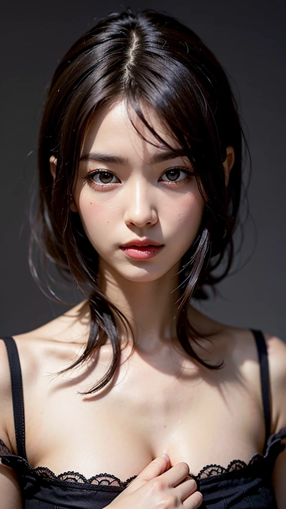 photorealistic, Photography ,BREAK, short hair woman, taking a (selfie:1.5) , (black T-shirts and denim pants), sitting on the sofa, white background, (short hair), BREAK, 8k , LAW , best-quality, masterpiece, hyper realistic detail shiny skin , natural shading , realistic shadow, BREAK (hyper realistic detail shiny skin, detailed skin, detailed hair, ultra sharpness, intricate details), perfect anatomy