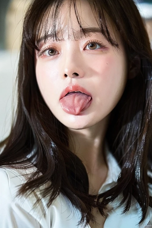 8k, High resolution, Super detailed, (masterpiece:1.4), highest quality ,  (((Heterosexual))), indoor , Leaning forward  , Observe the audience , 全naked、フルnude、Beautiful and small taste、Beautiful cherry-colored areola、Erect nipples、Narrow waist、Small butt、Shaved, 全naked、 Are standing , Sticking out tongue ,Kneel,Open your mouth, Blowjob ,Paizuri, 胸 Blowjob,Blowjob,Penis in face, One boy, Thick penis with visible veins , Wicked Smile,nude,naked,Browsing Caution,Saliva dripping from below、A lot of semen drips from the mouth、Taking a thick penis in my mouth、The penis is deep in the mouth、Stick out your tongue and lick the penis、Licking a thick penis、Semen spurting out of a thick penis、Semen on the face、Facial、全nakedでBlowjob、全naked、フルnude