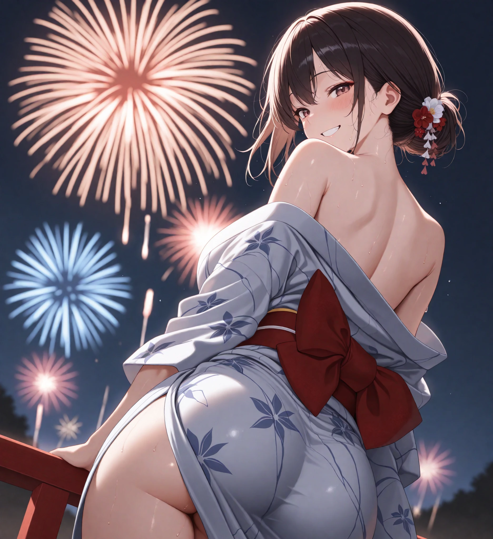 (Very detailed,High resolution,masterpiece:1.2)Japanese、Night view, Starry Sky、milky way、Light brown hair. Big fireworks、(Highest quality:1.2), 20~40-year-old woman、Small breasts、Very detailedな, High resolution, masterpiece:1,2, Vivid and colorful,, Professional Lighting, Physically Based Rendering, Flat Color:0.8, Detailed illustrations, realism:1.37, Makoto Shinkai style, Your name style, Light brown hair, Elegant update,ponytail, Bun Hair。, Laugh together, Dynamic pose, Selfie, Full body older sister、。naked、Show off your full breasts, Areola、Nipples、I love you 、Bitch、Obscene、Small breasts、Pubic hair is visible、Genitals are visible、The whole body is visible、Anime Drawings、figure。The whole body is visible、All naked、A group of several people