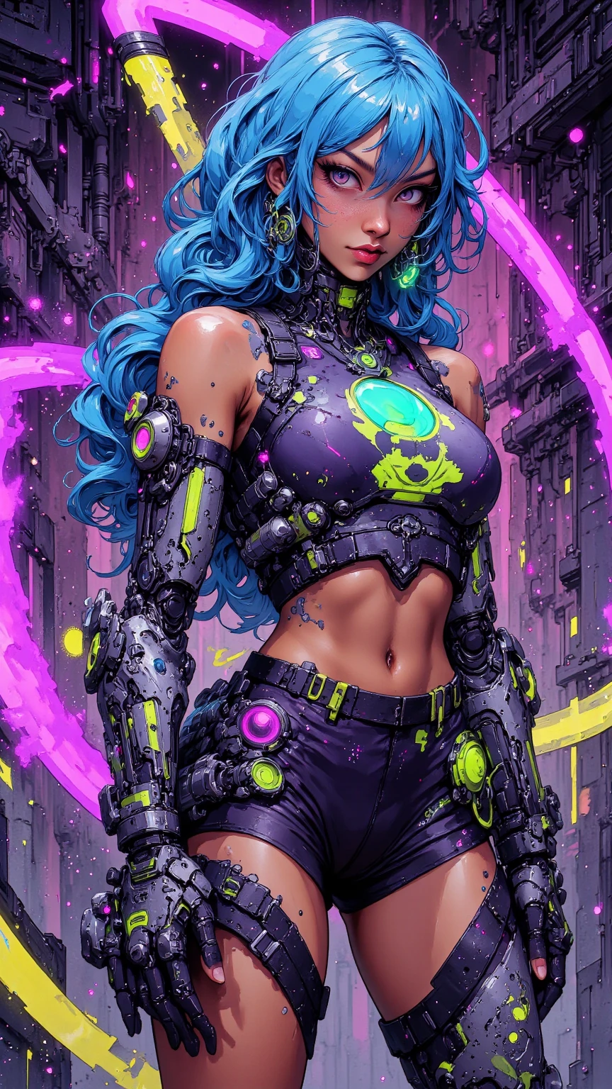 Nsfw, seductive bio-punk goddess, attractive bio-punk babe, enticing alien horror babe, glowing