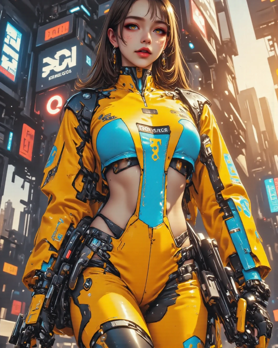 ((Create one girl 16+ years old.), (realistic), (masterpiece, Best quality), (1 elf), (1 girl), (sexy), (One, bangs, red dyed hair) (White armor cyber skulls), (long black tights with gloves)).((close-up), (standing at full height), (mysterious))_((Girl), (green:1.5, orange:1.1, white: 1.3, yellow:1.3))_((very sexy girl with dreadlocks), (tattoos), (naked parts of the body), (down jacket: 1.2), (jacket on a naked body, T-shirt, thong))_((Beautiful figure, half-turn 16+ years),(realistic)), ((small peach breasts, graceful figure, narrow waist, smooth hips)), ((long double braids),(tight braids),(braided hair), (dark hair)), ((red lips)), ((smile))_((Shiny skin:1.5, white skin, light skin: 1.5)), ((sexy), (cute ))_((fractals, Flowers, leaves, fog, lilies, circles background))_((Chiaroscuro, contrast, warm-cold), (atmosphere visualization), (best quality), (Virtual realism))_((Digital painting, anime style, cyberpunk), (best quality, 4k, high resolution, masterpiece: 1.2)), ((ultra-detailed)), ((realistic, photorealistic, photorealistic: 1.37))_((Soft clear shapes, broad strokes, attention to detail))_((High quality, 16K | Ultra HD | Full HD)).