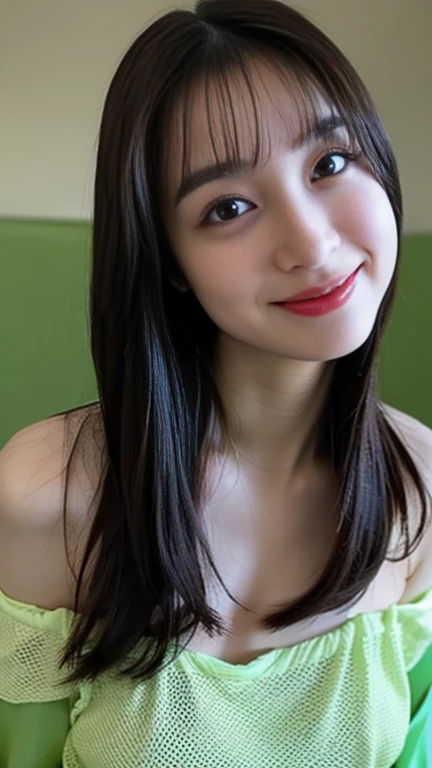 (Highest quality, masterpiece:1.2), Highest quality, Realistic, Neat 、Off-field、(Slime)、Realistic、detailed, Skin Texture, 超detailedな、Delicate and sexy collarbone、Laughter、非常にdetailedな顔、detailedな唇、detailedな目、Small breasts、Small breasts、Small shopping mall、Flat Chest、Face with emphasis on breasts、(( Are standing、 Completely naked、上半身Completely naked、A gesture that shows off medium-sized breasts,))、((((upper body is completely naked))))))Small breasts、Full body nude,Small breasts,flat chest,Slim and with visible collarbone,Skinny body,Ribs sticking out,Small breasts,