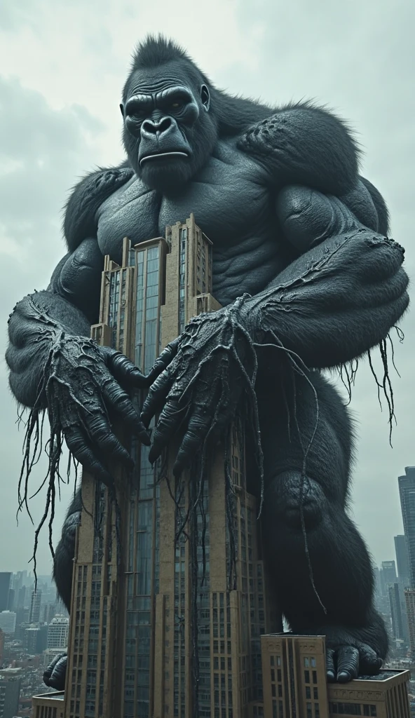 A giant monster appears in the city