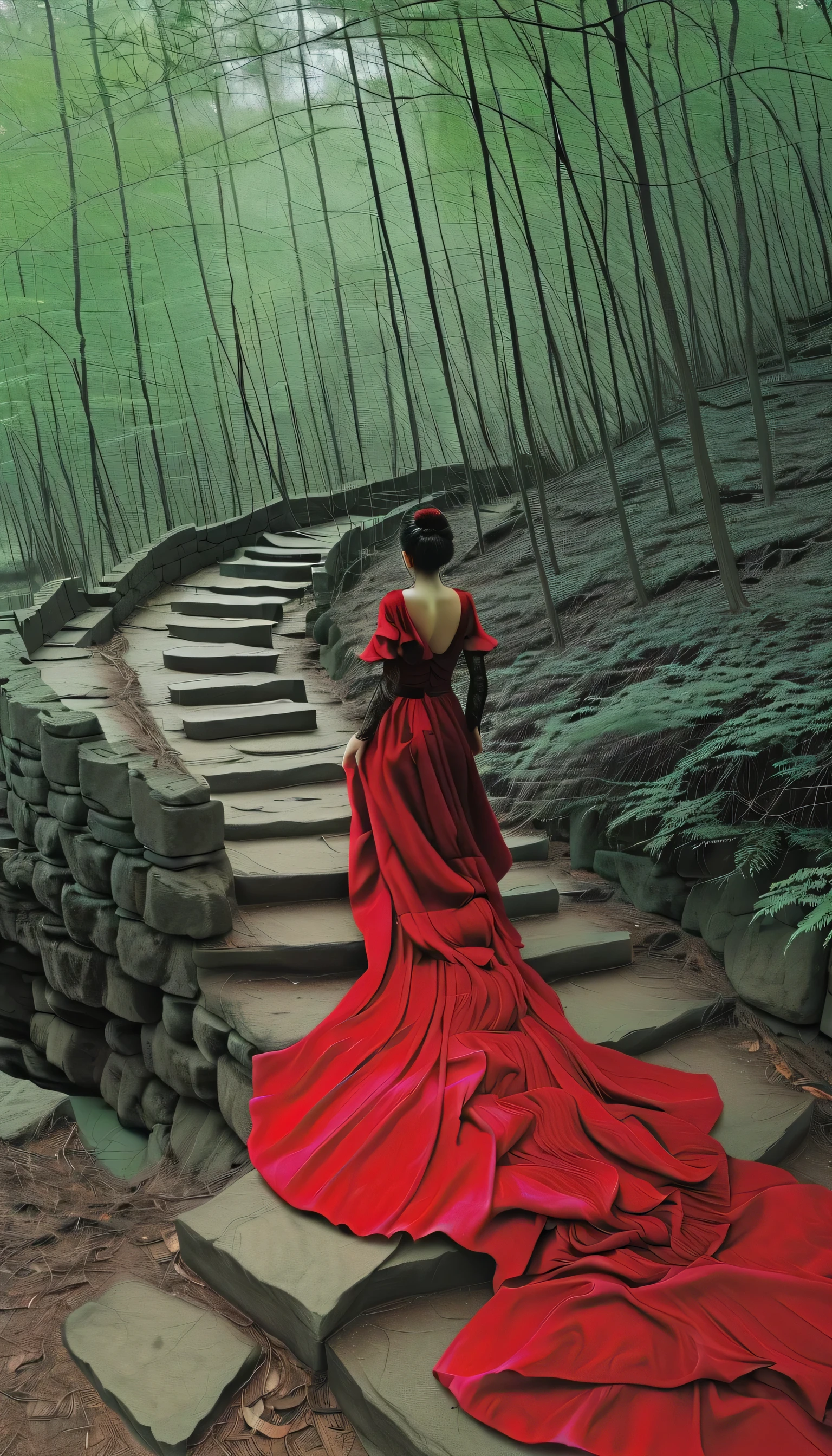 (masterpiece, best quality:1.2), 1 Girl, Solitary,Front view,Going to Hell,Black and red female walker