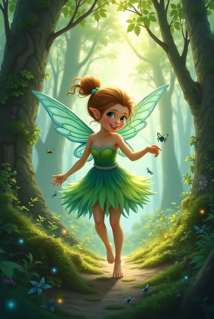 Glowing Forest Sprite, dancing in a lush forest bathed in moonlight. The sprite's soft glow illuminates the intricate details of the surrounding flora, captured in the animated lighting style of Ghibli. <lora:xl_more_art-full-beta1:0.5>