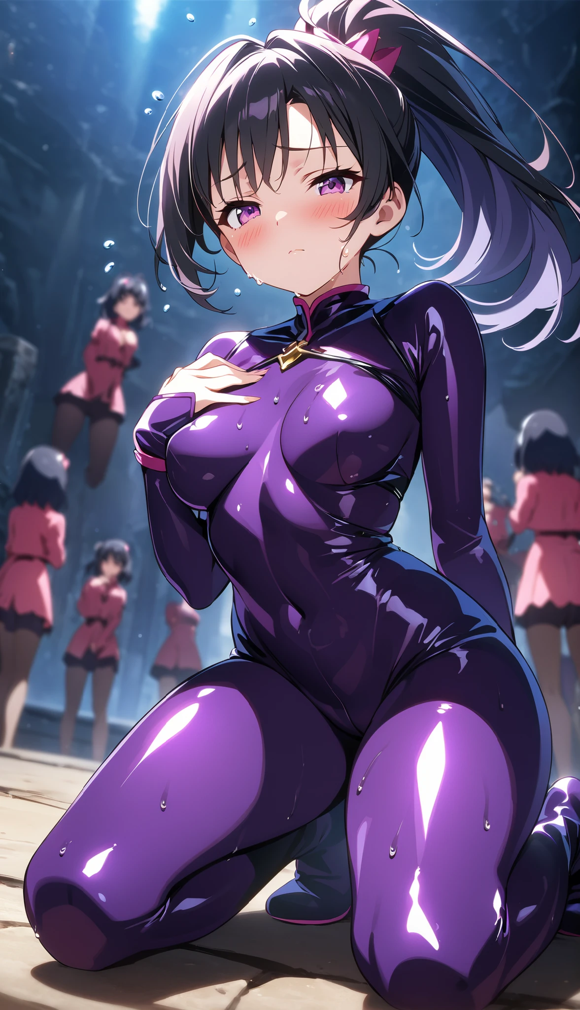 nsfw,High quality,1 woman, Beautiful woman,High-definition illustrations,Masterpiece,40yd old,milf woman,Black Hair,mother,drooling,Medium breasts,beauty breasts,fall into pleasure,spoken japanese,Cuckold face,Cuckold sex,vaginal penis,Glossy mature milf,Vulgar bodycon suit,Being raped by multiple men,another hands nipples tweak,over cum on the whole body,A face that can't resist pleasure