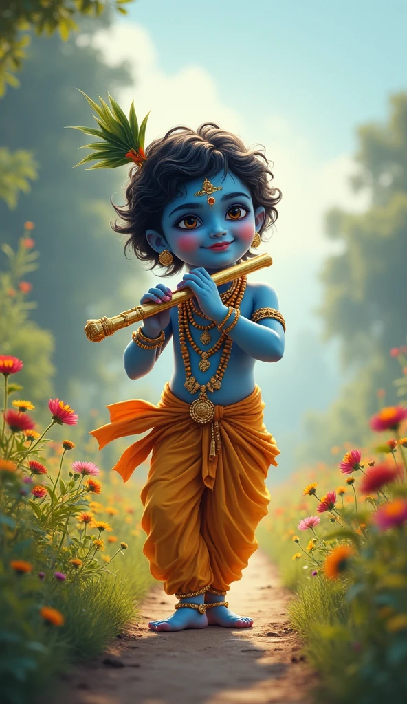 The story of Lord Krishna is one of the most cherished and celebrated in Hindu mythology, especially around Krishna Janmashtami, the festival marking his birth. Here are some key details of his life story:
### **Birth of Krishna**
Krishna was born over 5,000 years ago in the Dwapara Yuga, to Devaki and Vasudeva in the city of Mathura. His birth was prophesied to bring an end to the evil reign of his uncle, King Kamsa, who had imprisoned his sister Devaki and her husband Vasudeva after hearing a divine prophecy that her eighth child would be his doom.
On the night of Krishna’s birth, the prison doors miraculously opened, and the chains binding Vasudeva fell off. Vasudeva carried baby Krishna across the stormy Yamuna River to Gokul, where he was safely placed with Yashoda and Nanda, his foster parents.
### **Childhood and Leelas (Divine Play)**
Krishna grew up in Gokul and Vrindavan, where he performed many miraculous feats and divine acts known as "leelas".
- **Makhan Chor (Butter Thief):** Krishna was famous for his love of butter. He would often steal butter from the homes of the villagers, earning him the endearing name "Makhan Chor."
- **Kaliya Mardan:** As a child, Krishna tamed the poisonous serpent Kaliya, who was polluting the Yamuna River, by dancing on its many heads, forcing the serpent to leave the river.
- **Govardhan Hill:** To protect the villagers from a terrible storm sent by Indra, the rain god, Krishna lifted the entire Govardhan Hill with his little finger, providing shelter to all.
- **Ras Leela:** Krishna is also famous for his divine dance, the "Ras Leela," with the Gopis (cowherd maidens), symbolizing the pure love and devotion between the soul and the divine.
### **Youth and Role in the Mahabharata**
As Krishna grew, he became a pivotal figure in the epic Mahabharata.
- **Friendship with Arjuna:** Krishna was the charioteer and guide for Arjuna, one of the Pandava princes. On the battlefield of Kurukshetra, Krishna delivered the Bha