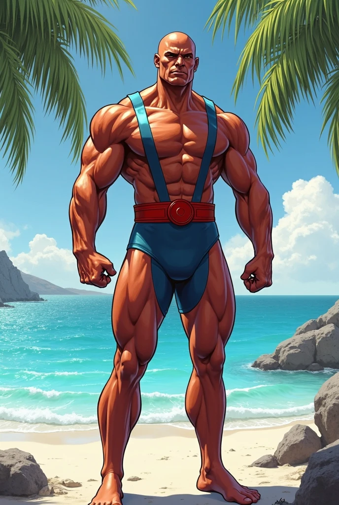 The strong muscular and handsome god Hercules kissing a tall handsome muscular Greek man wearing a fishing shirt on a boat in the middle of the sea near a reef