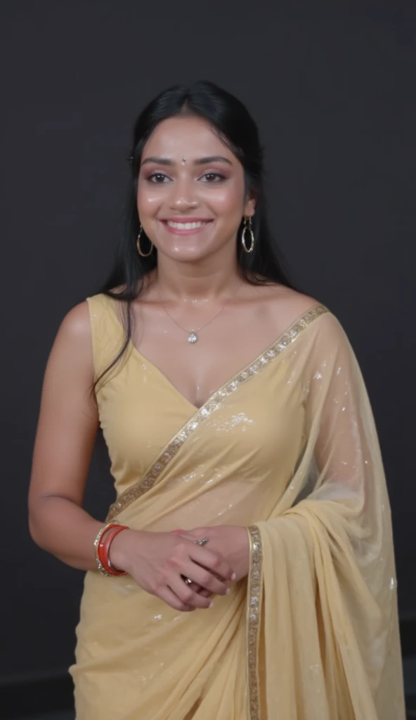 ultrarealistic hires nude photo of a 30-year-old sai pallavi full body ,nipple show, bedroom, realistic skin texture
