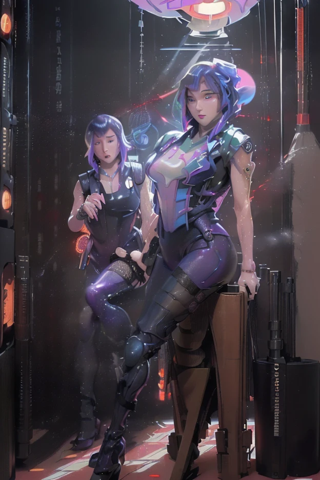 RAW photogr，Transparent Uniform，wet cloths，Rain shower，Heavy rain drenched，twincest，Real Human， （The is very detailed：1.3）， 3D， big breasts beautiful （cyber punk perssonage：1.3），（Blue eye details），realistic pupil，crisp breasts --auto