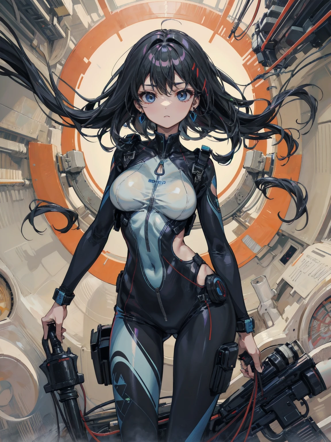 (masterpiece: 1.2, Highest quality), One Girl,, change, slim, Classic space suit, (, Bottomless, Naked Pussy),astronaut, Spread your legs, strict, Spaceship, Futuristic, sf, Space Age Design, watercolor, Bauhaus influence 、Genre painting, Pointillism, masterpiece, Textured skin, Anatomically correct, Awards