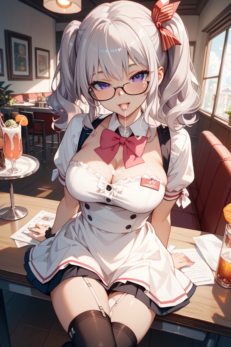 (surreal, High resolution), (One Girl), (Very detailed美しい顔), Great face and eyes, (Highest quality:1.4), (Very detailed), (Very detailed CG synthesis 8k wallpaper), Very detailed, High resolution raw color photos, Professional photography, Realistic portraits, Great face and eyes, Pink Eyes, (sexy lingerie, :1.3), (A high school uniform with a wide open chest:1.3), (Beautiful big boobs:1.3), Silver Hair, model, hotel, Crude room, indoor, Sitting, Chair, Spread your legs wide, (:1.3),(((Spread your legs)))、 (((bokeh))), Depth of written boundary, (View from below:1.1),((()))、 (((I can see the camel&#39;s toe)))、(Huge boobs)、Hayase Yuuka