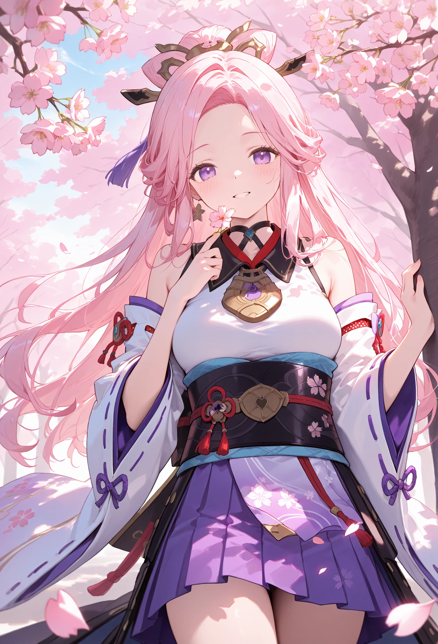 masterpiece,best quality,ultra detailed,high resolution,8k,cinematic lighting,super detailed skin,highly detailed background,elaborately designed clothes,japanese,cute,kawaii,smaller face, teenage,small breasts,A beautiful Japanese girl with a butterfly image. She wears a colourful, delicate butterfly-themed costume, a mini-skirt that goes down to her crotch and knee-high socks. She is walking under a row of cherry blossom trees, with cherry blossoms swirling around her. Her long hair, adorned with butterfly accessories, flutters in the wind and her eyes sparkle with hope and curiosity. Her cleavage is visible. Her panties are visible. She is thin and her clothes are transparent and sexy. Her nipples are visible.