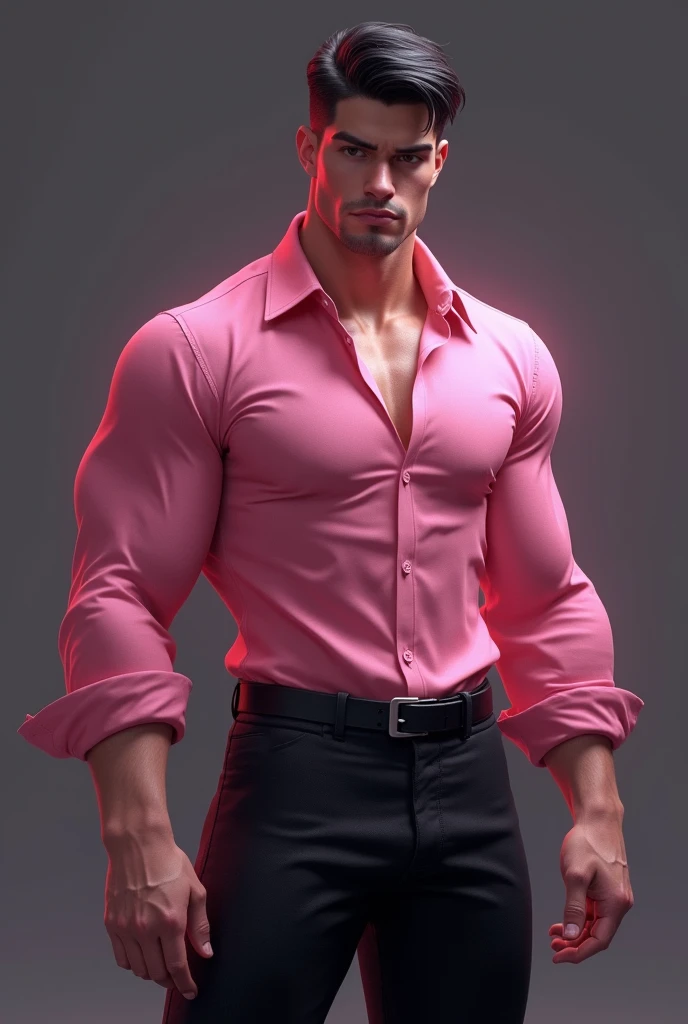 (absurdres, highres, ultra detailed, Ultra HD), ((tall handsome muscular man, solo, male model modern clothing, Full length portrait: 1.5, wearing colourful silk shirt and pants)), beautiful, gorgeous, wet, mature, perfect eyes, sexy gaze, (looking at the viewers romantically), perfect body, smooth skin, a hot glow in his skin, wide chest, largest breasts, extremely large pectorals, big nipples, breathtaking grandeur, model pose, colorful, artistic, focus on his calm facial features, elegant look, sexy posture, full body view,