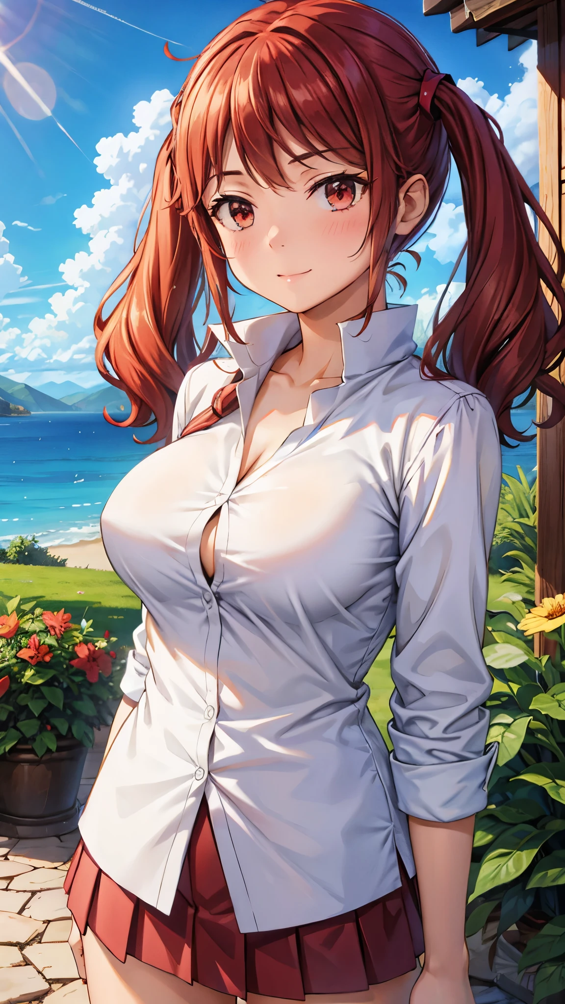 ((highest quality, 8K, masterpiece :1.3)),super detailed face, 1 adult female,Yuigahama Yui&#39;s mother,As I expected, my youth romantic comedy is wrong。,Gahamama,plump body,big breasts,bun hair,smile,sportswear,backwards,big butt,NSFW