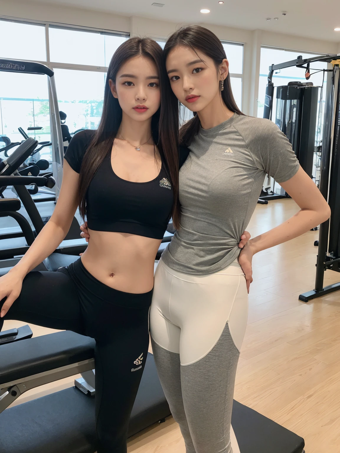 asian, (photorealistic), (unedited photo),(realistic face, detailed face),(detailed eyebrows, realistic beautiful eyes), (realistic lighting), (juicy lips), (beautiful natural eyes), (candid picture),(eurasian),(dark natural eyes),(beautiful face), (sweaty skin), (soft skin), (realistic skin), (at the gym), (working out), legging, (tank top), sweating, freckles, (sitting on leg machine), (8k ultra HD), (candid shot), (sports wear), (sports attire), (tight yoga pants)