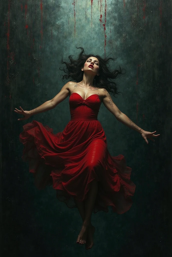 The sexy and dark art of seduction (art inspired in Bill Sienkiewicz). oil painting) (best quality,4k,8k,highres,masterpiece:1.2),ultra-detailed,(realistic,photorealistic,photo-realistic:1.37),intricate details,vivid colors,sharp focus,professional,Dave McKean artwork, oil touch of surrealism,oil painting style