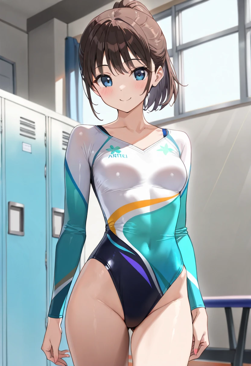 expensivequality illustration, masterpiece, Very delicate and beautiful, Attractive girl,(Gymnastics leotard, Floral print leotard,Long sleeve leotard with glittery embellishments,expensive_Leg leotard,athletic leotard,Tight-fitting leotards,Rainbow Gradient Leotard),thin,Slender body,slim,expensive school,Gymnasium background,Gymnastics Club,Gymnast,PRİNCESS, Beautiful Eyes,A light smile,(masterpiece, Highest quality:1.2), expensiveres, Very detailed CG Unity 8k wallpaper, Perfect lighting, colorful, ultra-expensive res,4K,Very detailed, photograph, 8k, High resolution, 17 years old, Underarm,Female organ,Thick pubic hair sticking out,Pubic hair sticking out,Super big breasts,Nipples,Completely naked