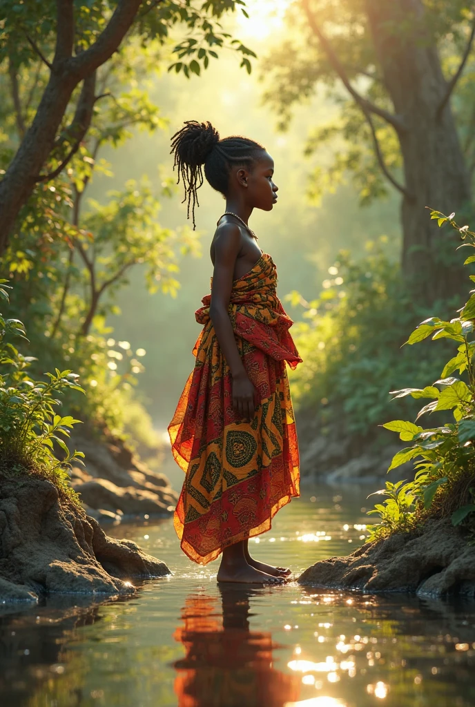 little ebony girl, naked, full body