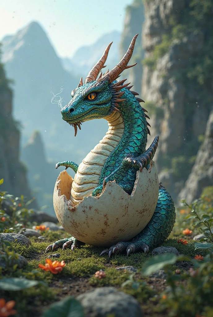 The egg is on a horn